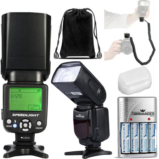 Picture of Speedlite Dedicated Electronic Flash Bundle for Canon EOS Rebel SL2, SL3,T6i, T7i, T8i, 750D, 800D, 850D,Includes Off Shoe Cable, Rechargeable Batteries, Diffuser, Case