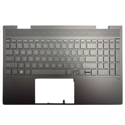 Picture of LTPRPTS Replacement Laptop Upper Case Palmrest Backlit Keyboard Assembly Part for HP 15-EE 15M-EE0013 15M-EE L93119-001 Black