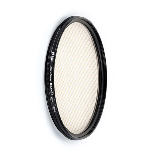 Picture of NiSi Cinema 82mm Allure Streak Orange with 2mm Streaks | Rotating Circular Anamorphic-Style Orange Streak Effect Lens Filter | Photography and Videography