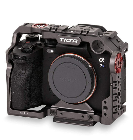 Picture of Tiltaing Full Camera Cage Compatible with Sony a7S III Camera with Ergonomic Grip and NATO Rail, Arri Rosette, Cold Shoe - Tilta Gray