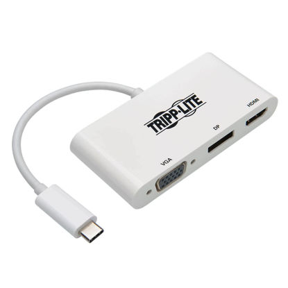 Picture of Tripp Lite USB C to HDMI/DisplayPort/VGA Adapter (M/F), USB 3.1 Gen 1, Thunderbolt 3 to HDMI/DisplayPort/VGA, 4K Adapter, White (U444-06N-HVDPW)