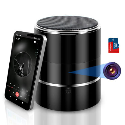 Picture of Hidden Camera with 32G SD Card, 1080P WiFi Spy Camera Hide in Bluetooth Speaker, Nanny Cam with 180° Rotating Lens and App Live Stream, Remote View, Motion Detection Notification, Self Video Recording