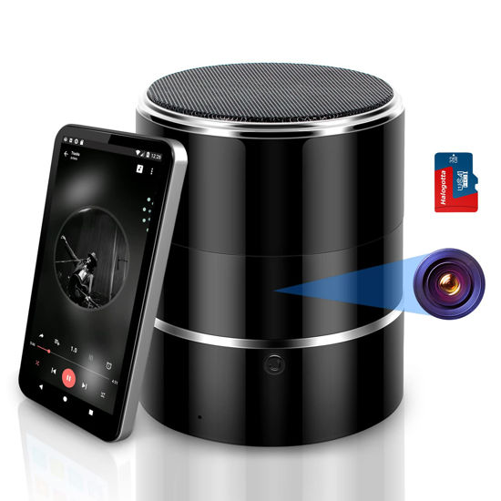 Picture of Hidden Camera with 32G SD Card, 1080P WiFi Spy Camera Hide in Bluetooth Speaker, Nanny Cam with 180° Rotating Lens and App Live Stream, Remote View, Motion Detection Notification, Self Video Recording