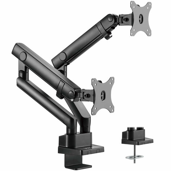 Picture of VIVO Premium Aluminum Full Motion Dual Monitor Desk Mount Stand with Lift Engine Arm, Fits Ultrawide Screens up to 35 inches, STAND-V102BB