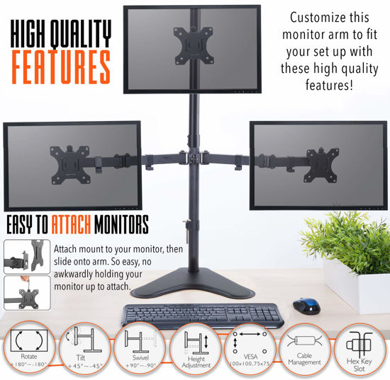 GetUSCart- Stand Steady Triple Monitor Desk Stand with Tabletop Base ...