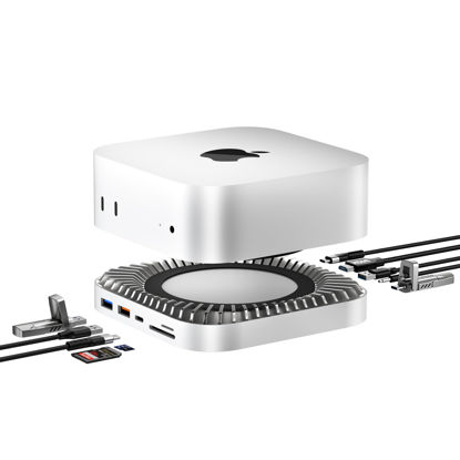 Picture of Mac Mini M4 Dock, Aluminum Mac Mini Stand and HDMI Hub for Mac Mini M4 and M4 Pro 2024 with M.2 NVMe/SATA SSD Enclosure, 4K60Hz HDMI,10G USB A/C, 5G USB A*2, USB-C Charge, SD/TF, Audio