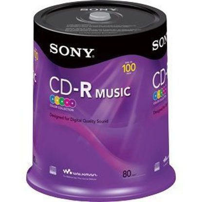 Picture of 100 SONY CD-R Music Disc, Digital Audio Recordable For CD Recorders and Computer Writer, 5 Assorted Color, 80 min