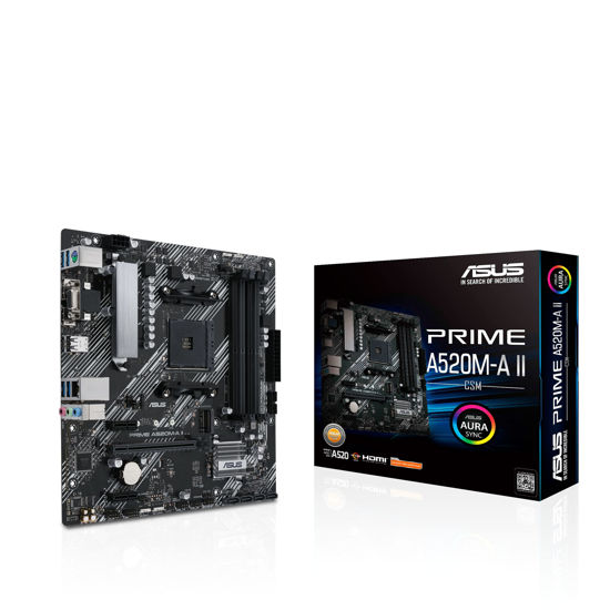 Picture of ASUS Prime A520M-A II/CSM AMD AM4(3rd Gen Ryzen) microATX Commercial Motherboard(ECC Memory,M.2 Support,1Gb Ethernet, DP/HDMI 2.1/D-Sub, 4K@60HZ, USB3.2 Gen1Type-A, ARGBheader with AURAsync)