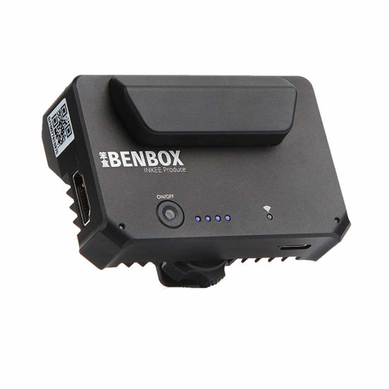 Picture of INKEE Benbox Mini Video Transmitter Wireless HDMI 1080p 5.8G WiFi Live Transmission to 3 Devices Built-in Cold Shoe Video Image Transmitter for DSLR Camera iPad Smartphone