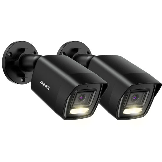 Picture of ANNKE 2-Packed 3K Outdoor POE Camera, H.265+Bullet IP Security Camera, Human & Vehicle Detection, Built-in Microphone, IP67 Waterproof, 2.8mm Lens 114° View Angle,Spotlight Color Night Vision-Black