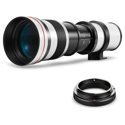 Picture of High-Power 420-800mm f/8.3 HD Manual Telephoto Lens for Nikon D500, D600, D610, D700, D750, D800, D800e, D810, D810a D850 D3400 D5000 D5100 D5200 D5300 D5500 D5600 D7100 D7200 D7500 DSLR (White)
