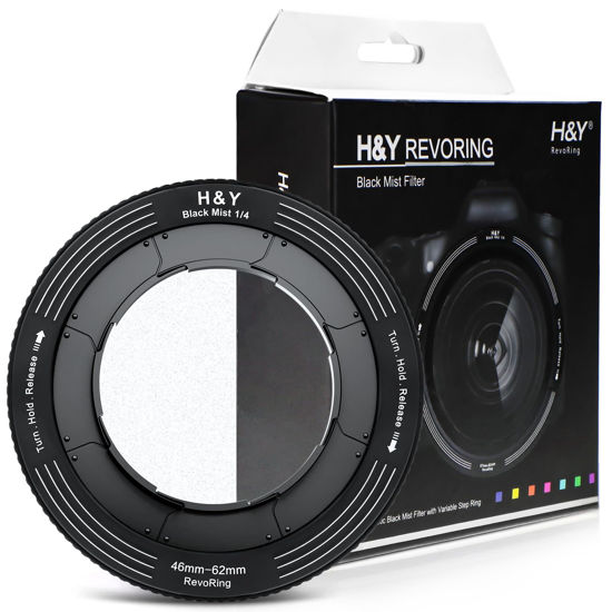 Picture of H&Y RevoRing 46-62mm Black Mist 1/4 Filter 2 in 1 Black Diffusion 1/4 Cinematic Effect Magnetic Filter for Vlog Portrait Photography Videography