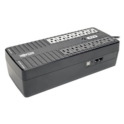 Picture of Tripp Lite 900VA Small UPS Battery Backup Surge Protector, 12 Outlets, Ethernet Protection, Uninterrupted Power Supply, Home UPS, 3-Year Manufacturer's Warranty & $100,000 Insurance (INTERNET900U)