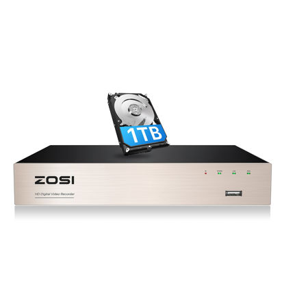 Picture of ZOSI H.265+ 8CH 5MP Lite Surveillance DVR Video recorders with 1TB Hard Drive Supports 4-in-1 HD-TVI CVI CVBS AHD 960H 1080P 5MP Security Cameras, Motion Detection, Remote Viewing, Hard Wired