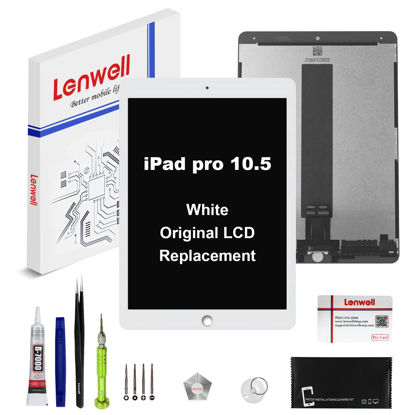 Picture of iPad Pro 10.5” 2017 True Original OEM Display Digitizer LCD Screen Replacement Touch Assembly A1701 A1709 Premium Repair Toolkit + Free Install (White)