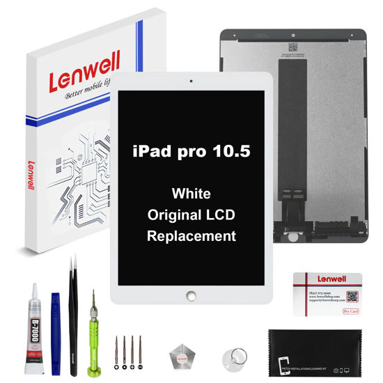Picture of iPad Pro 10.5” 2017 True Original OEM Display Digitizer LCD Screen Replacement Touch Assembly A1701 A1709 Premium Repair Toolkit + Free Install (White)