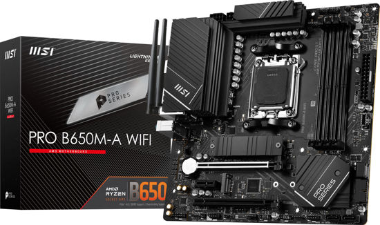 Picture of MSI PRO B650M-A WiFi ProSeries Motherboard (AMD AM5, mATX, DDR5, PCIe 4.0, M.2, SATA 6Gb/s, USB 3.2 Gen 2, HDMI/DP, Wi-Fi 6E, AMD Ryzen 7000 Series Desktop Processors) (Renewed)