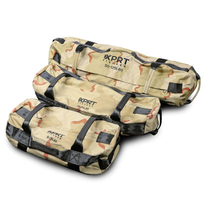 Picture of XPRT Fitness Workout Sandbag for Heavy Duty Workout Cross Training 7 Multi-positional Handles - Color Army Green/Black/Camo (Camo Set of 3, Small+Medium+Large)