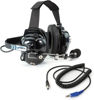 Picture of Rugged Radios Carbon Fiber Behind The Head Headset and Adaptor Cable for Intercoms - Features 5-Pin to Off Road Coil Cord and Volume Control Knob 3.5mm Input Jack