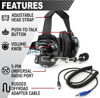 Picture of Rugged Radios Carbon Fiber Behind The Head Headset and Adaptor Cable for Intercoms - Features 5-Pin to Off Road Coil Cord and Volume Control Knob 3.5mm Input Jack