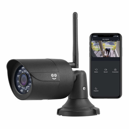 Picture of Geeni Hawk 2 Smart Security Outdoor Wired IP66 Camera | Night Vision, Motion Sensor, 2 Way Audio | Works with Alexa & Google Home | Weatherproof Black Surveillance Cam | 1 Pack