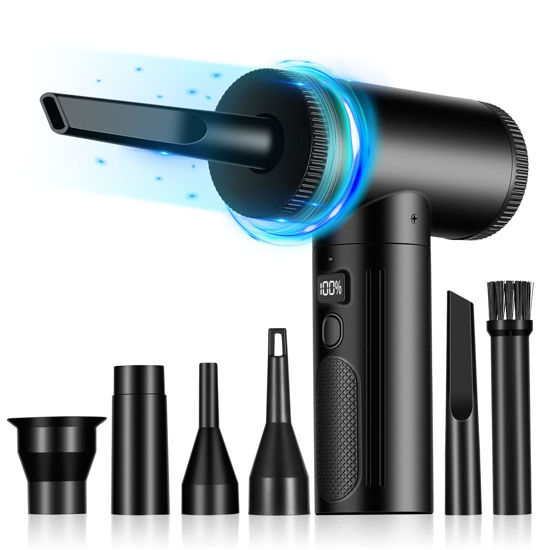 Picture of LGINZS Compressed Air Duster, 90000RPM Keyboard Cleaner, Advanced 90W Brushless Motor, Duster for Cleaning Dust Electronics Swimming Ring Pet Hair Computer Accessories Replace can