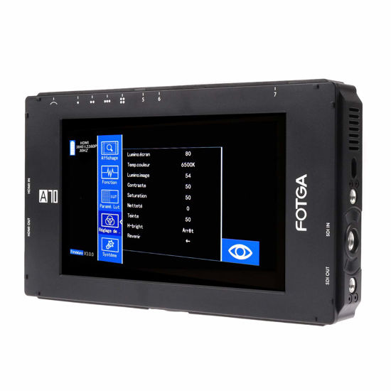 Picture of foto4easy A70 7 Inch On-Camera Field Monitor Full HD 1920x1080 IPS,HDMI 4K Input/Output,Dual NP-F Battery Mount for DSLR Camera, Black