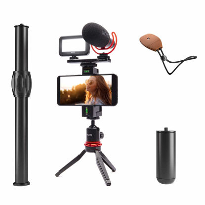 Picture of Movo VXR10-PRO+ Smartphone Video Rig with Pro Video Microphone, LED Light, Mini Tripod, Phone - Shotgun Microphone for iPhone 11, 11 Pro Max, SE, XS, XR, X, Android Devices, and More