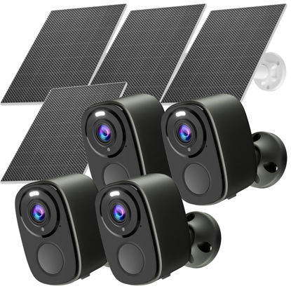 Picture of 4Pack Security Cameras Wireless Outdoor with Solar Panel,2.5K Solar Security Outdoor Cameras for Home Security with Spotlight & Siren Alarm, 2-Way Audio, Color Night Vision, AI Detection, Works/Alexa