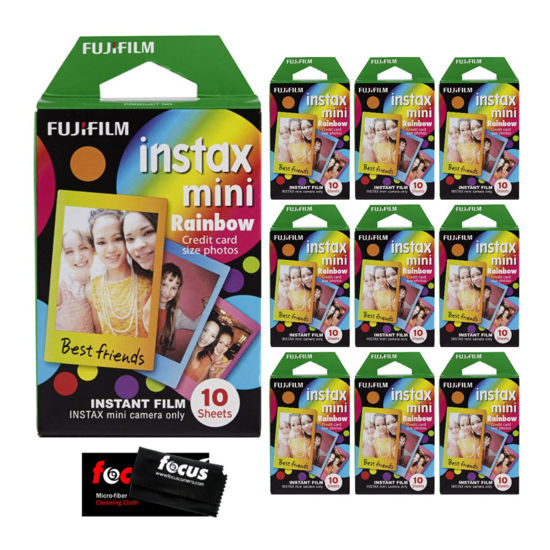 Picture of Fujifilm Instax Mini Instant Rainbow Film (10-Pack) Bundle with Microfiber Cleaning Cloth (11 Items)