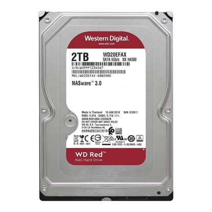 Picture of Western Digital 2TB WD NAS Internal Hard Drive HDD - 5400 RPM, SATA 6 Gb/s, SMR, 256MB Cache, 3.5" - WD20EFAX, Red
