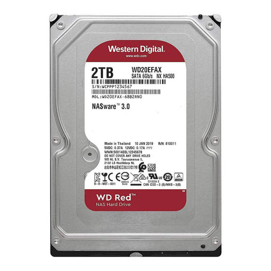 Picture of Western Digital 2TB WD NAS Internal Hard Drive HDD - 5400 RPM, SATA 6 Gb/s, SMR, 256MB Cache, 3.5" - WD20EFAX, Red