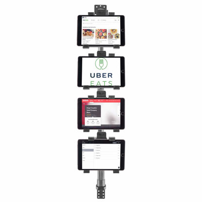 Picture of iBOLT TabDock Point of Purchase Wall Mount - with 4 Tablet Holders Perfect for Multiple delivery Applications (DoorDash, Uber eats, Postmates, etc.) Fits 7 to 10 inch Tablets