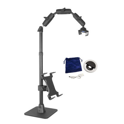 Picture of ARKON Mounts Phone Holder Full Kit - Adjustable Overhead Arm Cell Phone Table Top Stand and Tablet Mount with Ring Light - Professional Holders for Horizontal or Vertical Filming