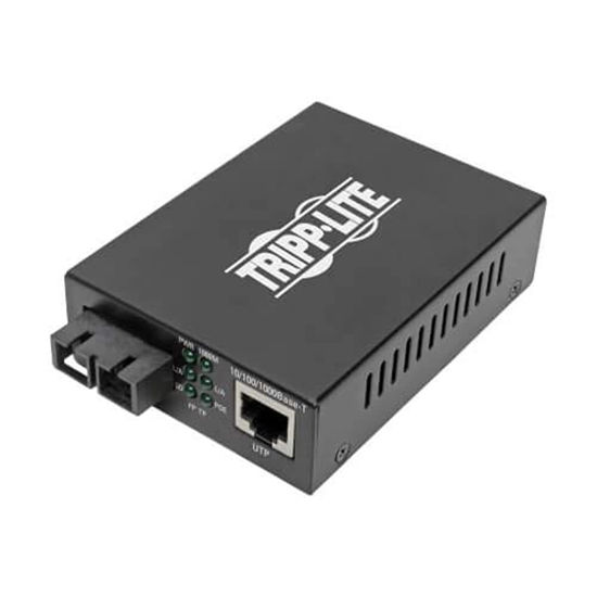 Picture of Tripp Lite Multimode Fiber Media Converter, Fiber to Ethernet Converter, Gigabit, POE+, 10/100/1000 SC, 850 nm, 550 m (N785-P01-SC-MM1)