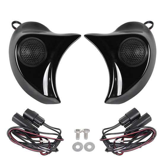 Picture of XMMT Gloss/Vivid Black Batwing Fairing Speaker Pods Tweeter Complete Kit Fit for Harley Street Glide Electra Glide Tri Glide 2014-2023