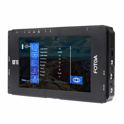 Picture of foto4easy A70T 7 Inch On-Camera Field Monitor Full HD 1920x1080 Touch Screen IPS,HDMI 4K Input/Output,Dual NP-F Battery Mount for DSLR Camera, Black
