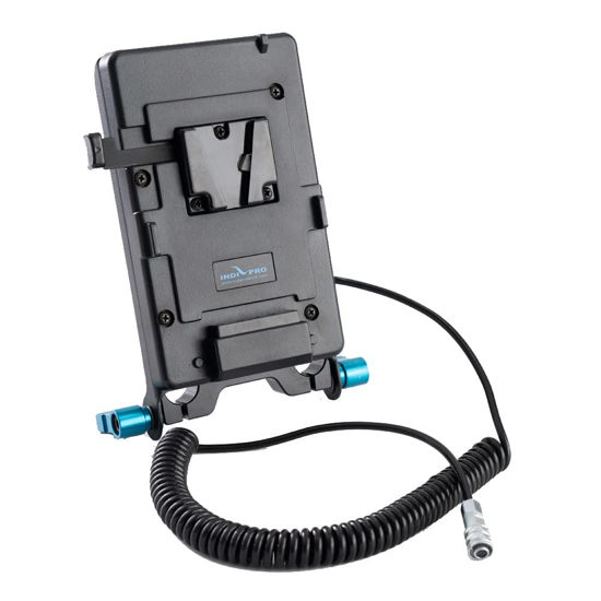 Picture of IndiPRO V-Mount Battery Plate with 15mm Rod Mount & Coiled Cable for BMPCC 4K/6K/6K Pro (18-40")
