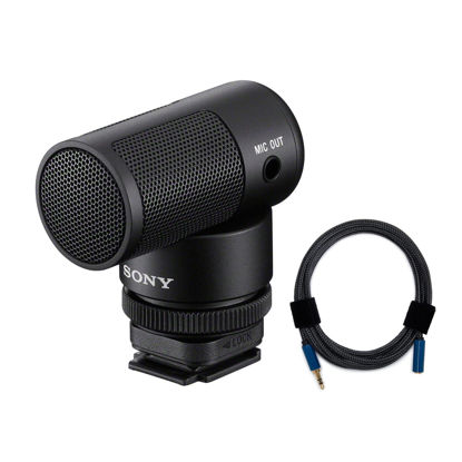 Picture of Sony Vlogger Shotgun Microphone with Multi Interface Shoe Bundle with Nylon Braided 3.5mm Male-Female Audio Cable (2 Items)