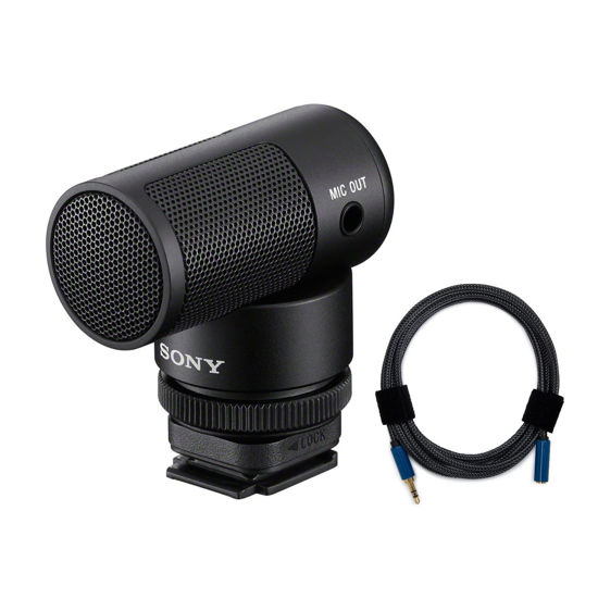 Picture of Sony Vlogger Shotgun Microphone with Multi Interface Shoe Bundle with Nylon Braided 3.5mm Male-Female Audio Cable (2 Items)