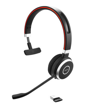 Picture of Jabra Evolve 65 UC Wireless Headset, Mono - Includes Link 370 USB Adapter - Bluetooth Headset with Industry-Leading Wireless Performance, Passive Noise Cancellation, All Day Battery