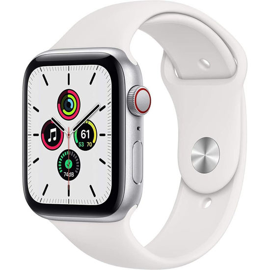 Picture of Apple Watch SE (GPS + Cellular, 44mm) - Silver Aluminum Case with White Sport Band (Renewed)