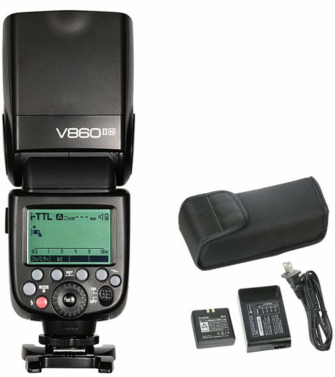 Picture of Godox V860II-N i-TTL 1/8000S HSS Master Slave GN60 Speedlite Flash Built-in 2.4G Wireless X System with 2000mAh Rechargeable Li-ion Battery for Nikon 1