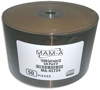 Picture of 52X 80-Min MAM-A (Mitsui) Gold Inkjet PrintableGold CD-R's 50-Pak in Shrinkwrap (MITSUI41734)