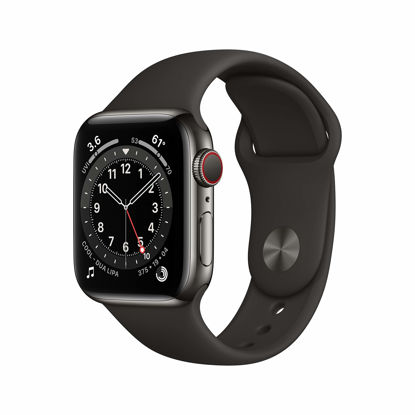 Picture of Apple Watch Series 6 (GPS + Cellular, 40mm) - Graphite Stainless Steel Case with Black Sport Band (Renewed)