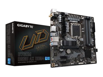 Picture of GIGABYTE B760M DS3H AX DDR4 (LGA 1700/ Intel/ B760/ M-ATX/ DDR4/ 2* M.2/ PCIe 4.0/ USB 3.2 Gen 2 Type-C/WiFi 6E/ 2.5GbE LAN/Q-Flash Plus/PCIe EZ-Latch/Gaming Motherboard)