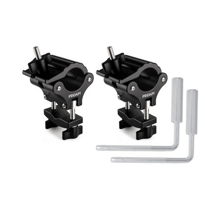 Picture of Proaim Multi-Stand Holder Clamp Set for Camera Production Cart. Holds Full-Size Light/C-Stands on Victor, Atlas Cart. Quick Tool-less Mounting, Secure Locking Pin. Easy Cable/Wire Management (VCTR-LC)