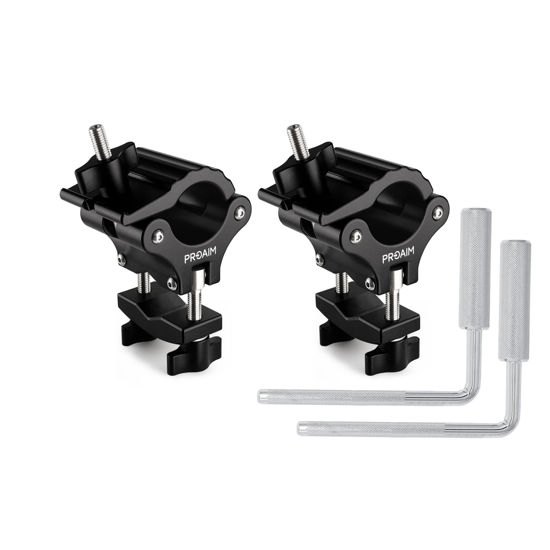 Picture of Proaim Multi-Stand Holder Clamp Set for Camera Production Cart. Holds Full-Size Light/C-Stands on Victor, Atlas Cart. Quick Tool-less Mounting, Secure Locking Pin. Easy Cable/Wire Management (VCTR-LC)