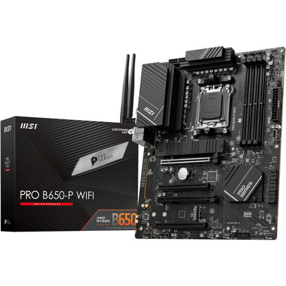 Picture of MSI PRO B650-P WiFi AMD AM5 ATX Motherboard, 4X DDR5~128GB, 1x PCI-E x16, 2X M.2, 6X SATA, 8X USB 3.2, 1x USB Type C