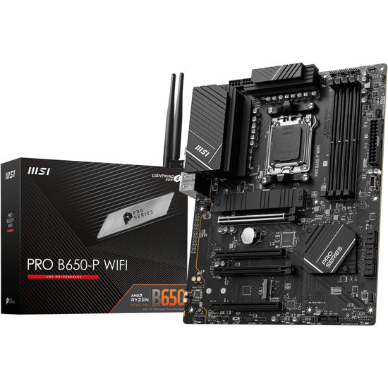 Picture of MSI PRO B650-P WiFi AMD AM5 ATX Motherboard, 4X DDR5~128GB, 1x PCI-E x16, 2X M.2, 6X SATA, 8X USB 3.2, 1x USB Type C